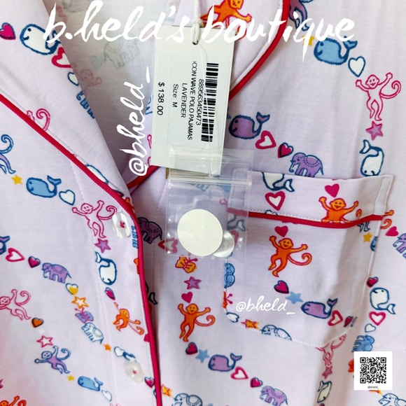Roller Rabbit Icon Wave Polo Pajamas in Lavender Size Medium Dreamland Day 6 NWT - Picture 7 of 16